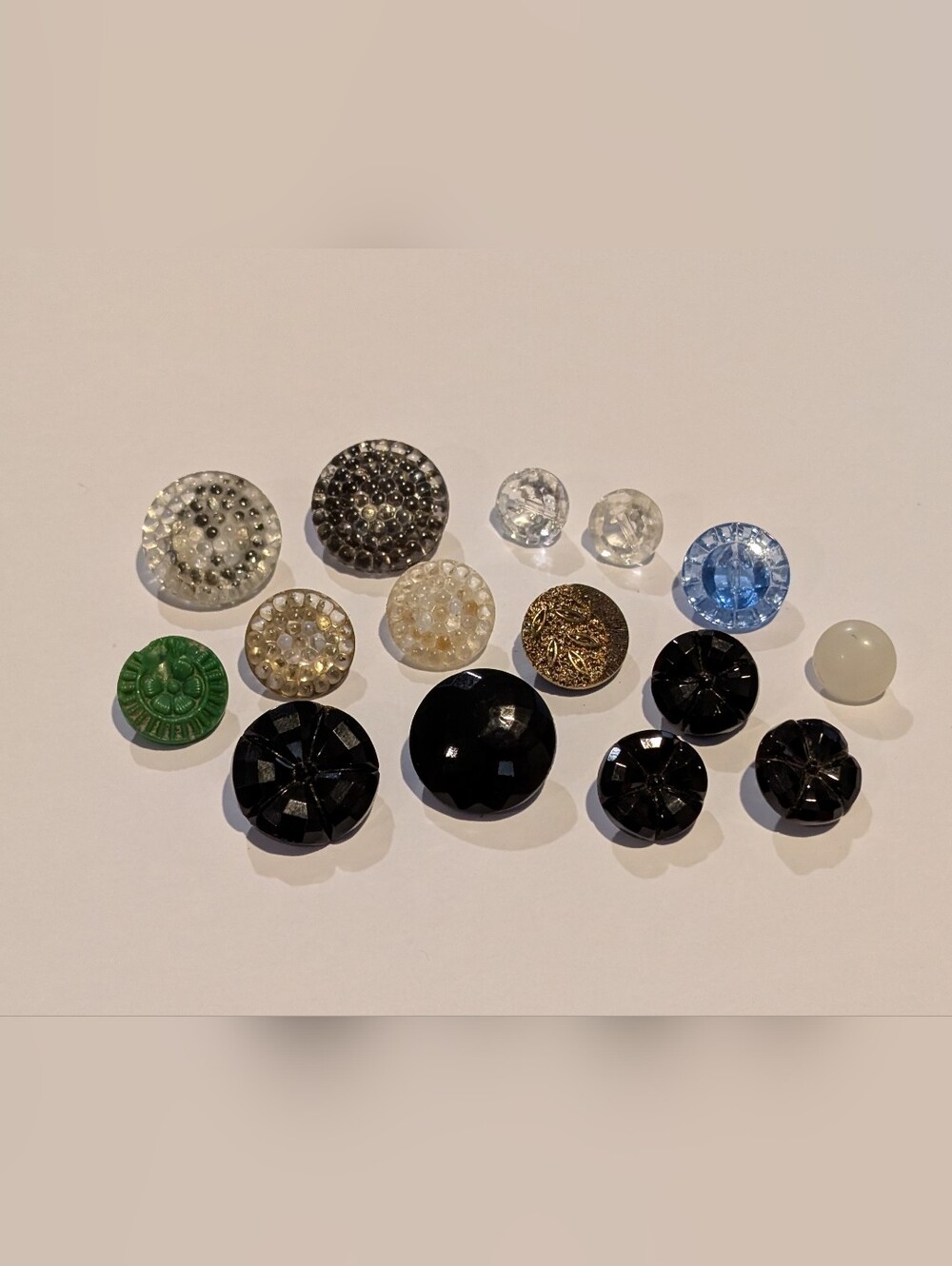 Vintage Lot Of Glass Buttons - Sewing, Crafting, Jet Buttons Neat!